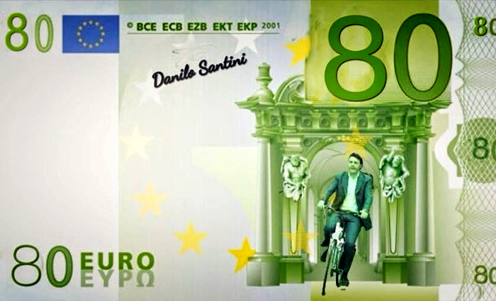 Usb conia il 'renzino', banconota da 80 euro: «Fasulla come promesse di Renzi»
