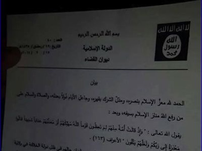 La Fatwa contro i cristiani emessa dal leader dell'Isis Abu Bakr al-Baghdadi.