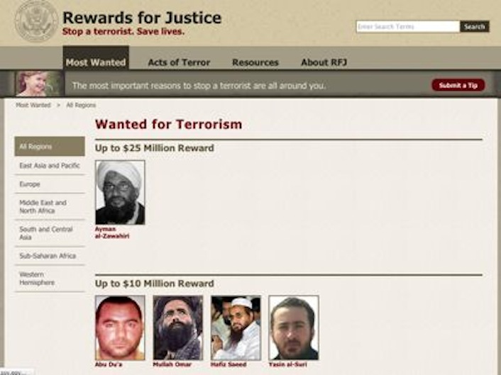 Ibrahim al-Badri, alias Abu Du’a, alias Abu Bakr al Baghdadi figura nella lista dei cinque terroristi più ricercati dagli Stati Uniti (Rewards for Justice) già dal 4 ottobre 2011.