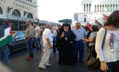Mons. Capucci alla manifestazione pro-Palestina Roma 27 settembre 2014