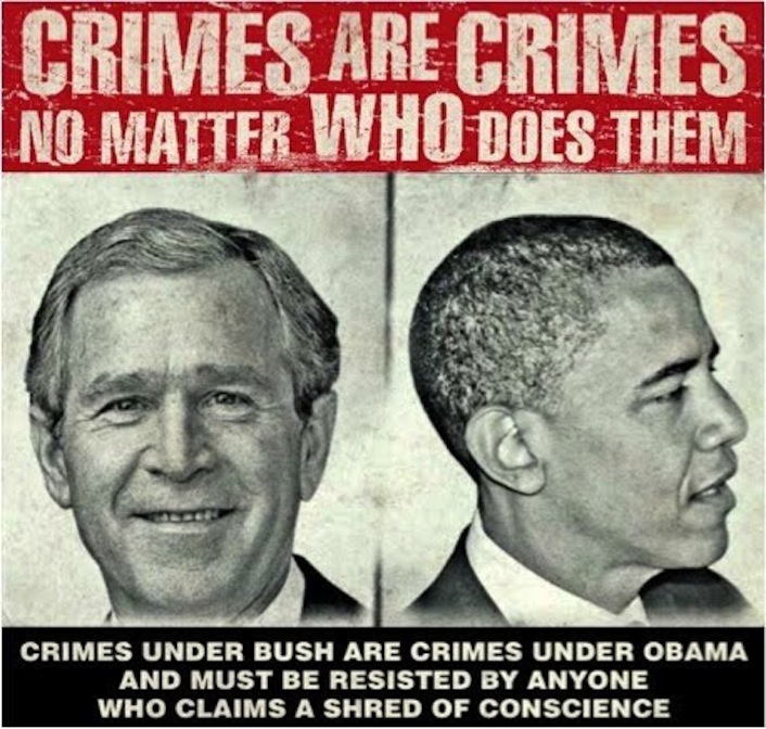 «I crimini sono crimini. Non ha importanza chi li commetta. Crimini sotto Bush e crimini sotto Obama. Ciascuno di noi dovrebbe farsi un esame di coscienza».
