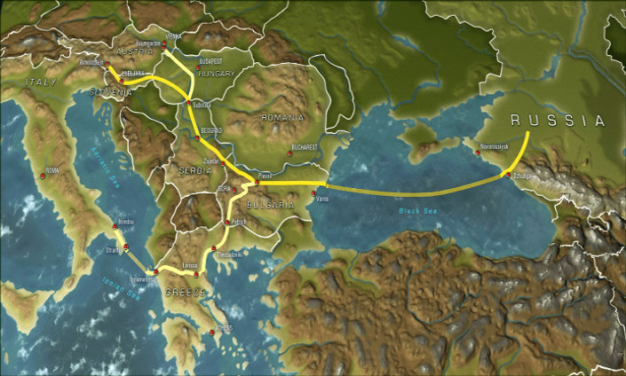 Il percorso che avrebbe avuto la pipeline South Stream