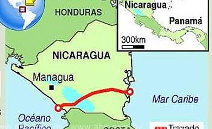 tracciato del Gran Canale di Nicaragua