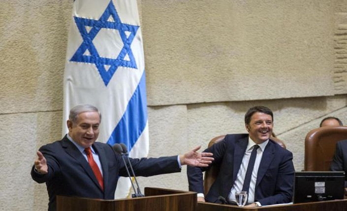 Matteo Renzi e Benjamin Netanyahu  alla Knesset