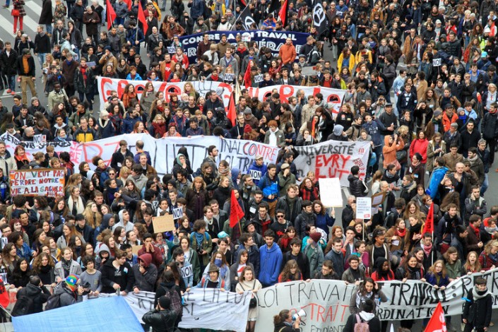 Paris, le 9 avril 2016. Manifestation contre la loi travail.