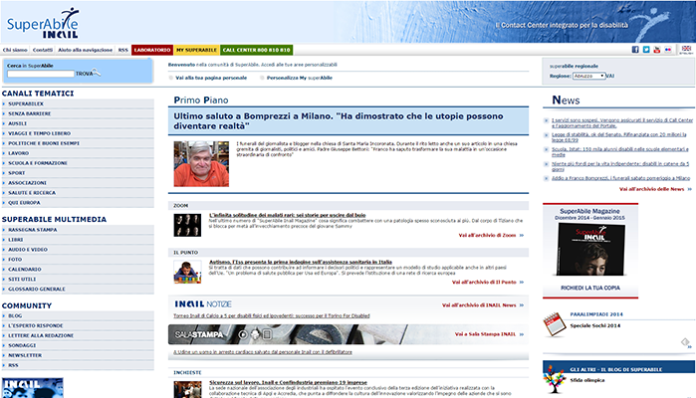 Chiuso da dicembre Superabile il contact center per la disabilità di Inail (http://www.superabile.it)