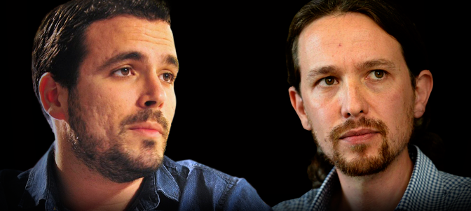 Alberto Garzon, leader di Iu e Pablo Iglesias, di Podemos