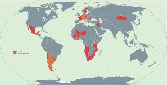 la mappa dei partiti socialisti al governo