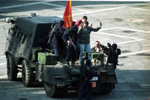 la conclusione della clamorosa messa in scena secessionista in piazza s.marco nel 1997